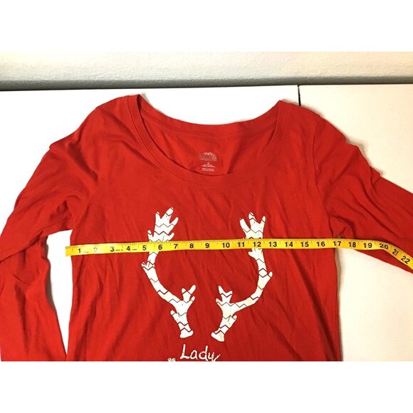 WONDERSHOP- WOMENS RED LONG SLEEVE CREW NECK FRONT GRAPHIC SHIRT SIZE X-LARGE - Picture 4 of 6